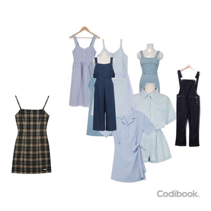 BULLANG GIRL 나는이게조왕OPS,From Beginning Slim line overall ops_H (size : free),From Beginning Cool ice jumpsuit_K (size : free)등을 매치한 코디