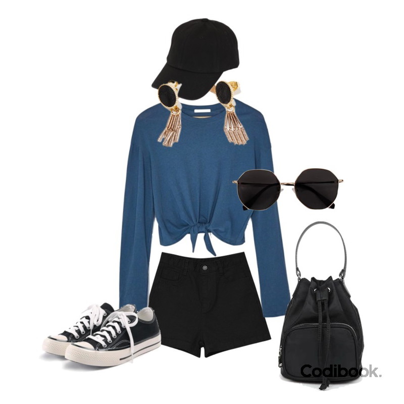 ROCOSIX simple coton sneakers,BANHARU twist tie long sleeveless tee,MIXXMIX Roll-up  Short Cotton Pants등을 매치한 코디