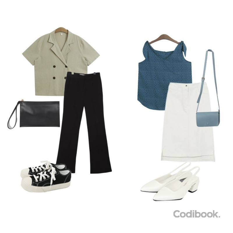 MIXXMIX Midi Slit Skirt,TODAY ME 퓨즈 자켓,TODAY ME 스윗 나시등을 매치한 코디