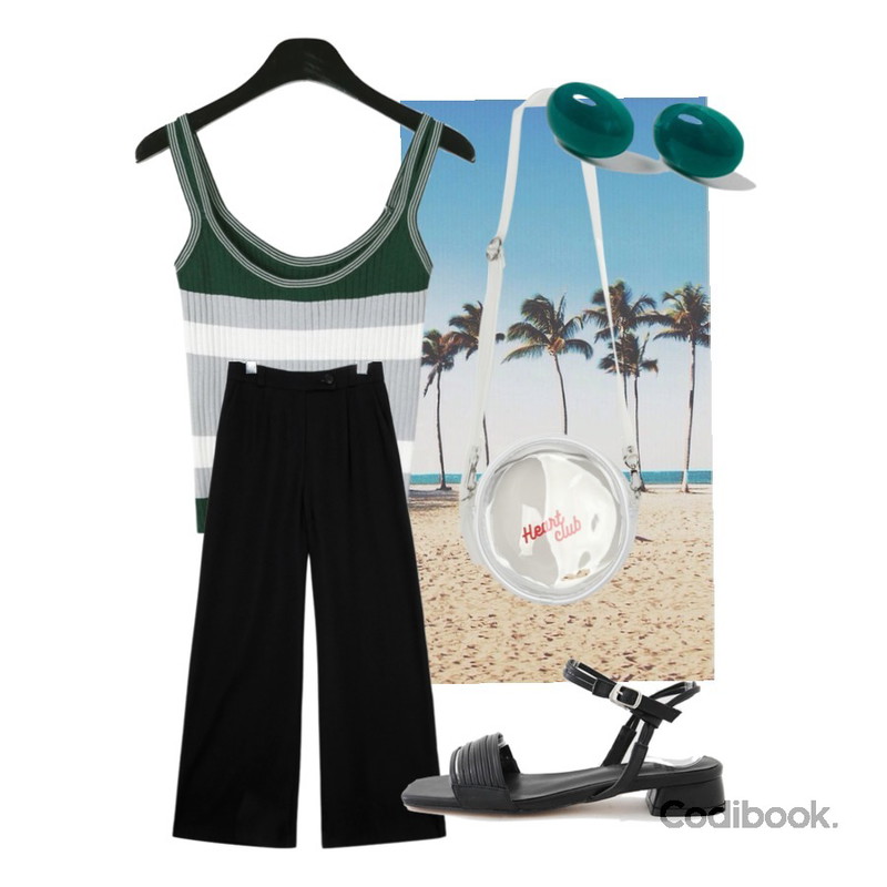 beach_van,daily monday Color block golgi sleeveless,common unique [BOTTOM] MANNISH SET-UP BANDING SLACKS등을 매치한 코디
