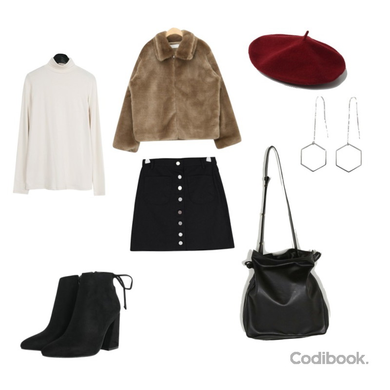 Monobabie [RB2332] 아르망9cm,AIN sean collar mink fur jacket,daily monday Paper pola tee등을 매치한 코디