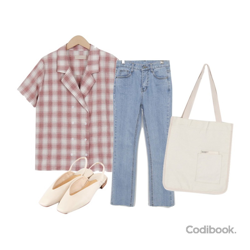 MOREDAY 베이직 슬링백,From Beginning Some check double shirts_K (size : free)[2일 입고예정],ENVYLOOK 슬리미일자데님등을 매치한 코디