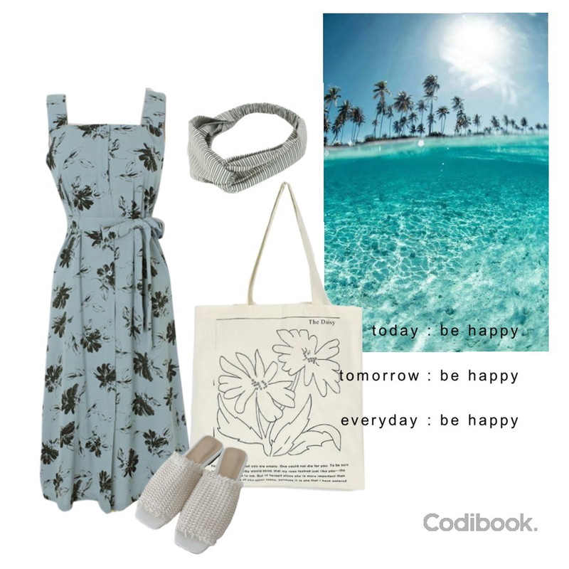 underwater,somedayif daisy eco bag,cherryville 모던플라워 원피스등을 매치한 코디