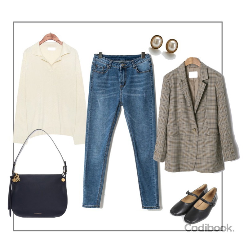Grey Frame,AIN maple flat shoes (230-250),common unique [TOP] 6 COLOR PICK COLLAR KNIT등을 매치한 코디