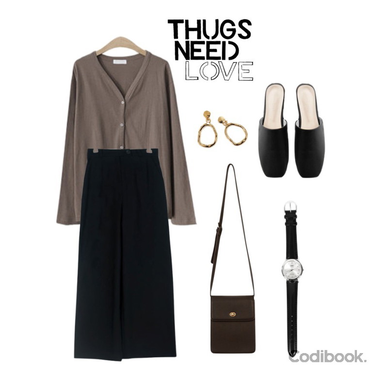 ENVYLOOK [22XX]베리유가디건,common unique [BAG] SQUARE MATT LEATHER BAG,GIRLS RULE 모던 신드롬 슬랙스 (pt1622)등을 매치한 코디