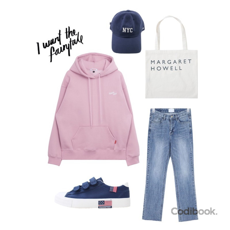 From Beginning Howell lettering eco bag_Y (size : one),MIXXMIX Heart Logo Hoodie Heart Logo Sweat Pants 세트상품,AIN cross slim fit denim pants (s, m, l)등을 매치한 코디