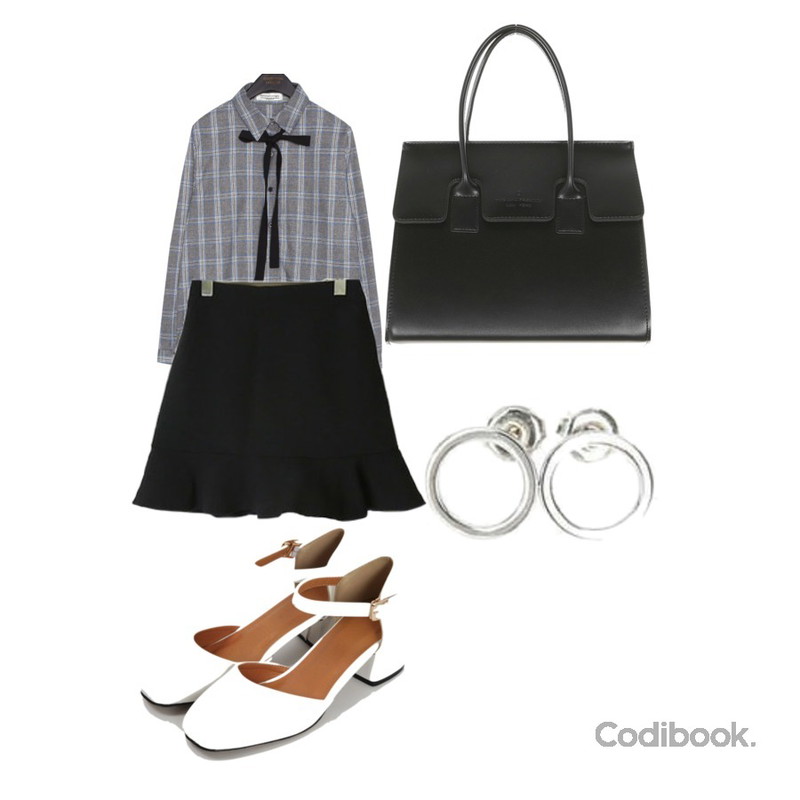 From Beginning Ankle strap middle heel_M (size : 225,230,235,240,245,250),common unique [TOP] MILD CHECK RIBBON TIE BLOUSE,SOMEDAYS 7000장돌파!베이직 미니 프릴스커트/가을컬러추가♥등을 매치한 코디