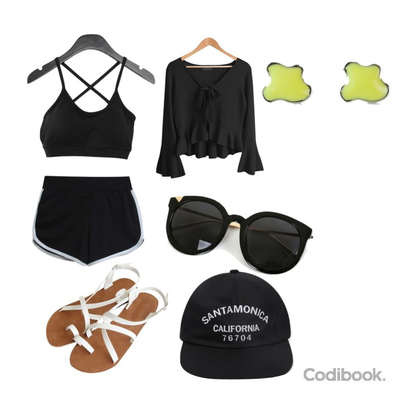 AFTERMONDAY back X-line bra top (3colors),TODAY ME 포틀 래쉬가드,Zemma World [피팅슈즈]Delly-샌들_240(아이보리)등을 매치한 코디