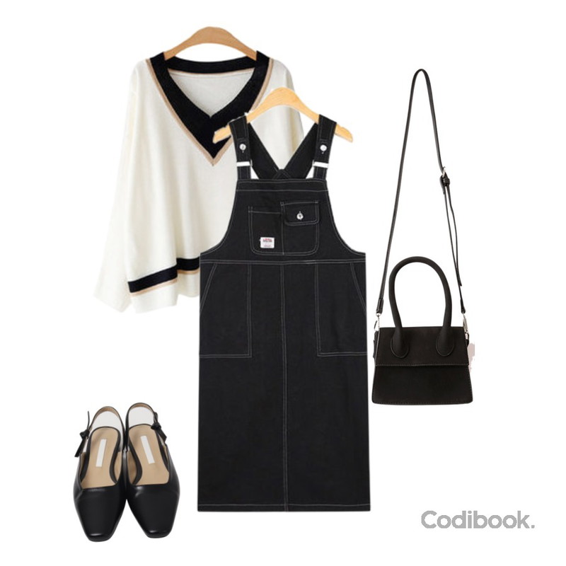 From Beginning Ribbon belt sling-back shoes_H (size : 230,235,240,245,250),AIN pocket suspenders ops,ENVYLOOK 쏭브이배색니트등을 매치한 코디