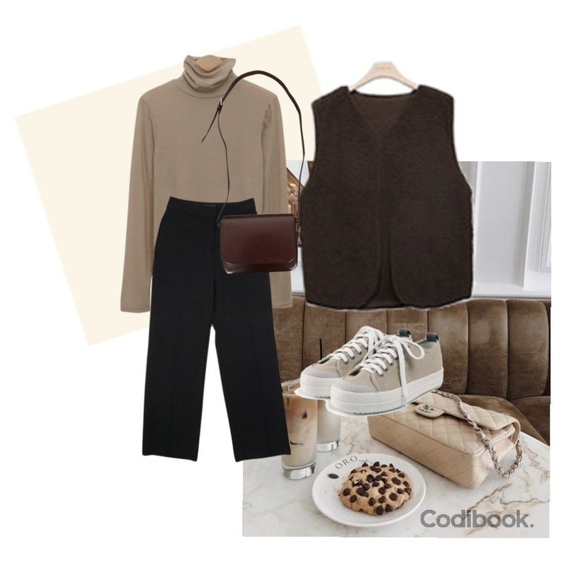Mono,snack,From Beginning Soft slim turtle-neck T_Y (size : free)등을 매치한 코디