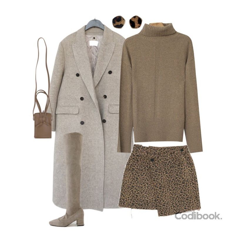 NEW NEED NOW 마틴 레오파드 랩 스커트,AFTERMONDAY duck down inner handmade coat (3colors),Zemma World 기획특가/Reason-터틀넥니트(울50%)등을 매치한 코디