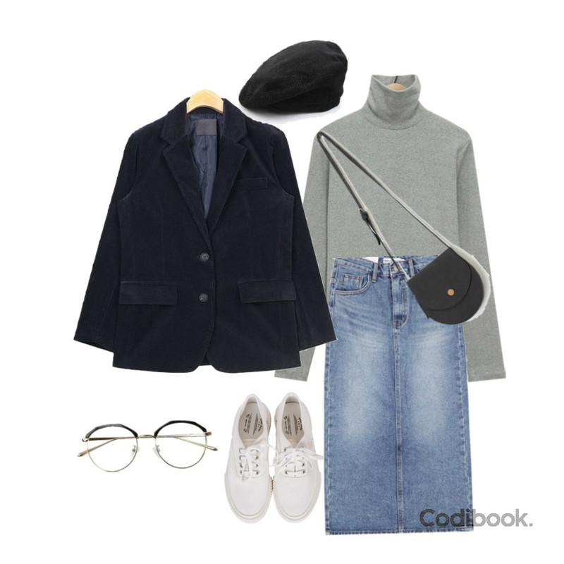 AIN SHALOM long denim skirt (s, m),AIN nice suede mini bag,From Beginning Heavy cotton pola T_K (size : free)등을 매치한 코디
