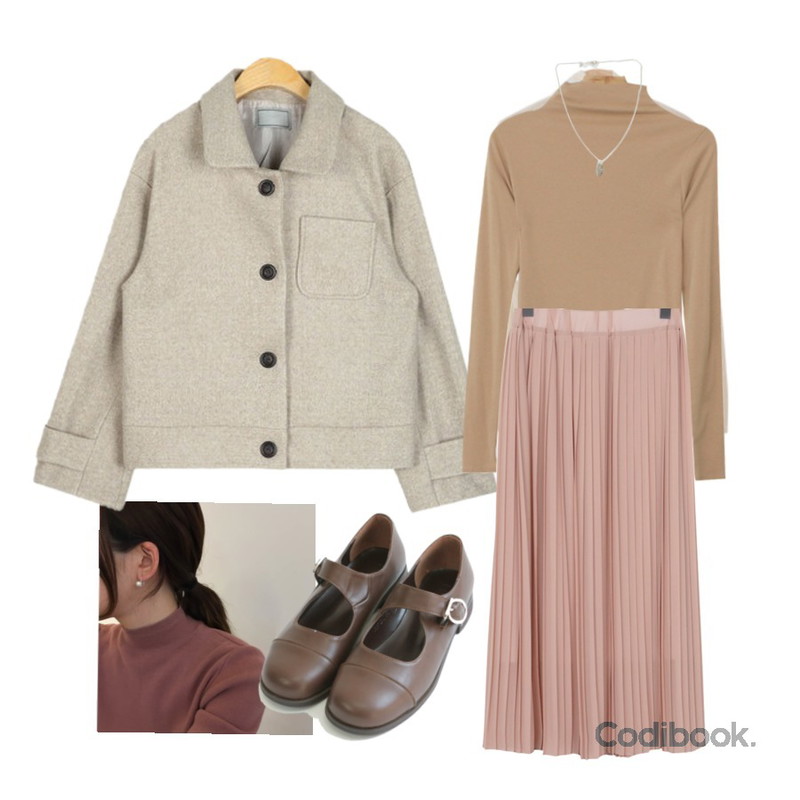 lavenir (silver925) link earring,ENVYLOOK 훌폴라티 1+1=SALE,AIN soft lovely wool short jacket등을 매치한 코디