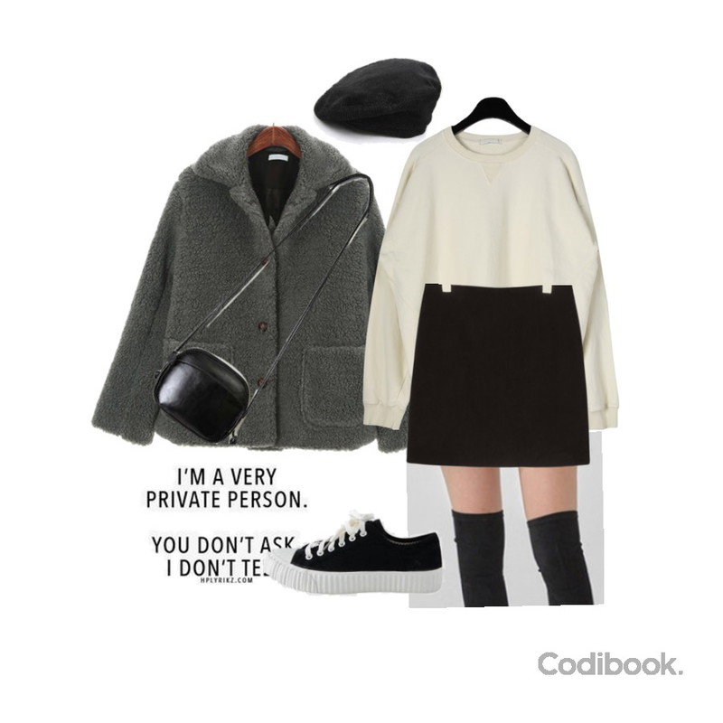very private person,AIN have golgi beret,ㅎ등을 매치한 코디