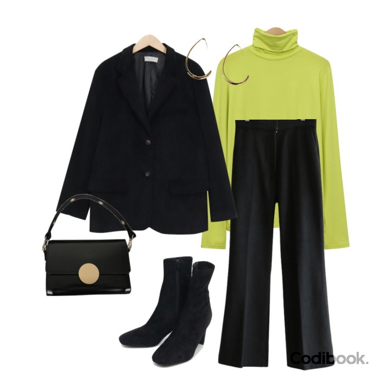 From Beginning Made_outer-120_corduroy jacket_M (size : free),From Beginning Soft layered tension pola T_B (size : free),AFTERMONDAY cashmere flare pants (2colors)등을 매치한 코디
