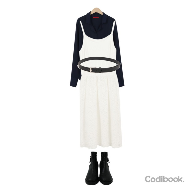 걸즈비 버클 워커,Rough & Detail pansy lace sleeveless, ops,From Beginning Gloss open standard shirt_H (size : free)등을 매치한 코디