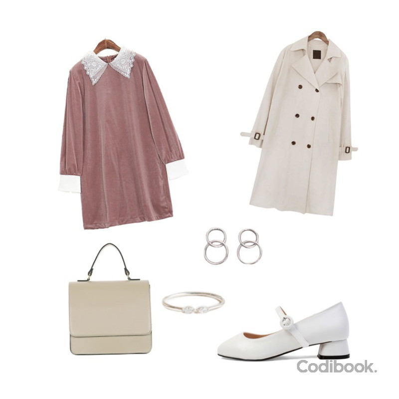 biznshoe Strap mary jane shoes (2color),common unique [OUTER] CLASSIC CHIC TRENCH COAT,ROCOSIX 모티 벨벳 원피스등을 매치한 코디