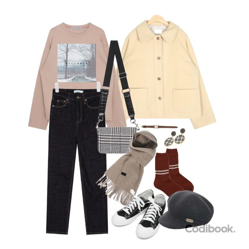 december,MIXXMIX 서울시리즈 6종 1+1,AIN marie short wool jacket등을 매치한 코디