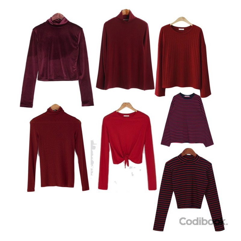 ENVYLOOK [22XX]볼드골지티셔츠,ROCOSIX 리니 벨벳 티셔츠,ROCOSIX air high-neck T (napping)등을 매치한 코디