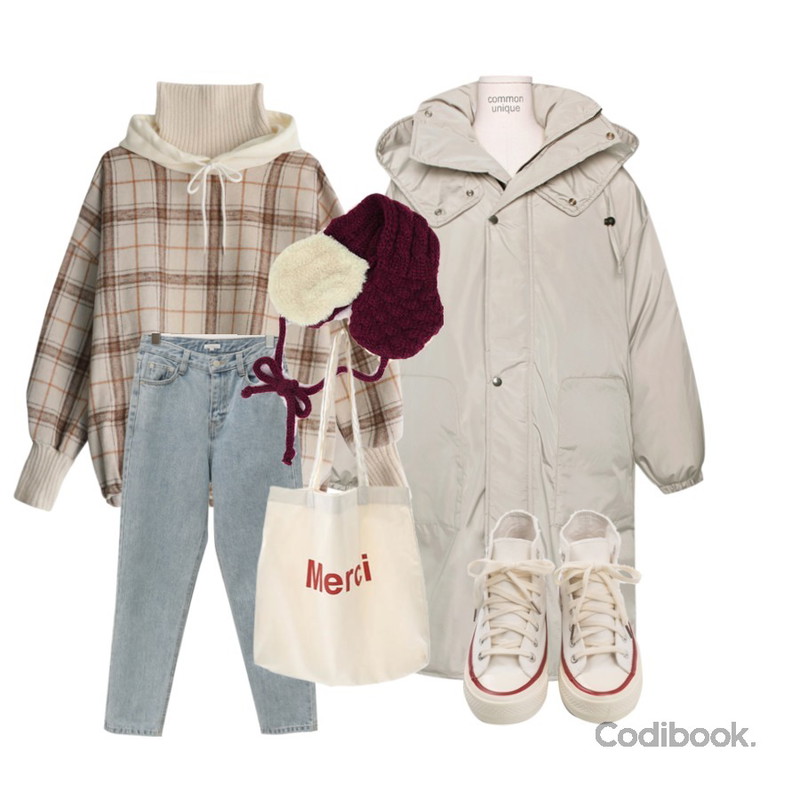 common unique [OUTER] PLAIN HOOD LONG PADDING,From Beginning Number washing boy denim_H (size : S,M),GIRLS RULE 마들렌 레이어드 후디 (t5738)등을 매치한 코디