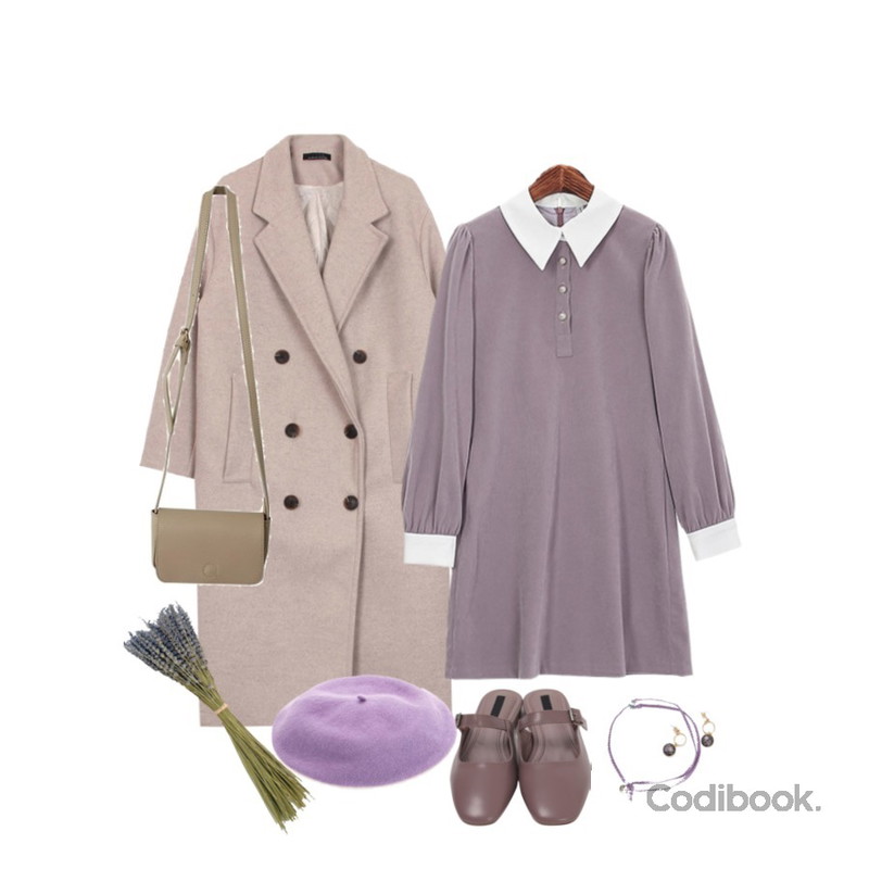 dried lavender,Zemma World MA-Moly (bag),biznshoe Oversize long coat (3colors)등을 매치한 코디