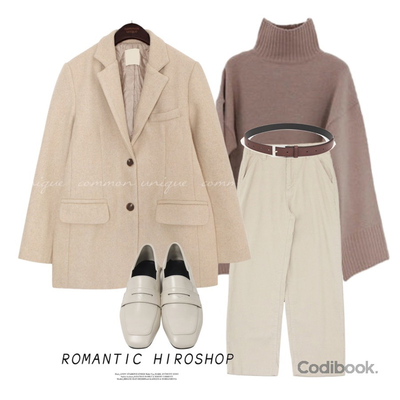 Zemma World Dance-골덴스트레이트팬츠,binary01 지오 폴라니트,common unique COSMIC WOOL 80% STANDARD JACKET등을 매치한 코디
