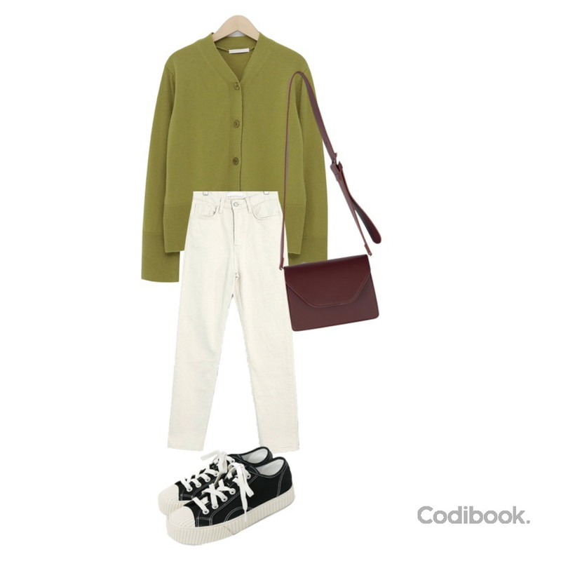 daily monday Simple every day sneakers,From Beginning Mode wool v-neck cardigan_K (울 80%) (size : free),Zemma World 네추럴핏 롤업팬츠등을 매치한 코디