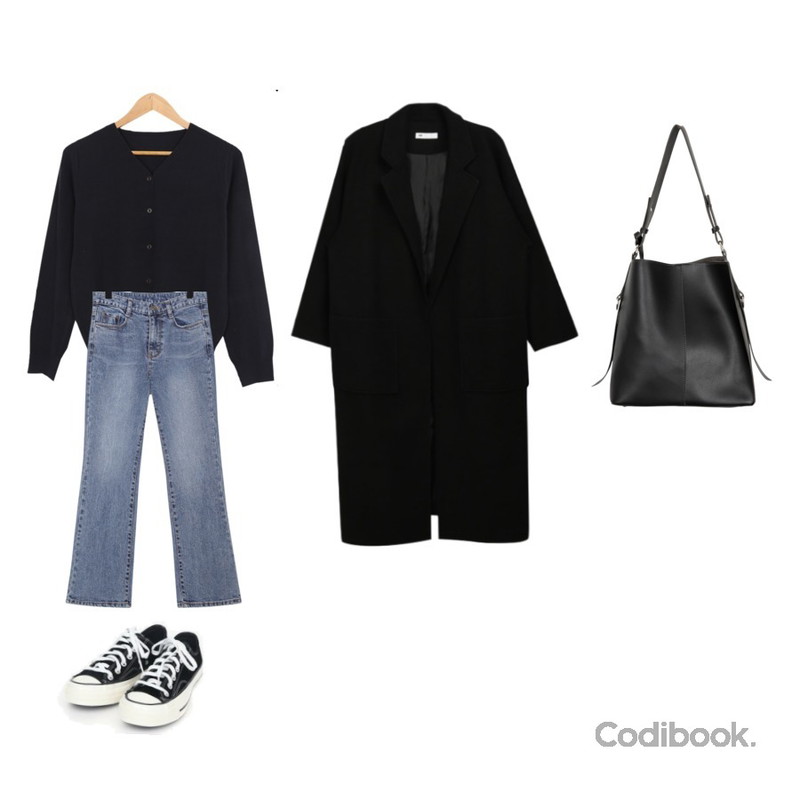 common unique [BOTTOM] CLEAR SEMI BOOTS DENIM PANTS,MIXXMIX Jane Overfit Wool Coat (Wool 5%),AWAB 모리라운드가디건등을 매치한 코디