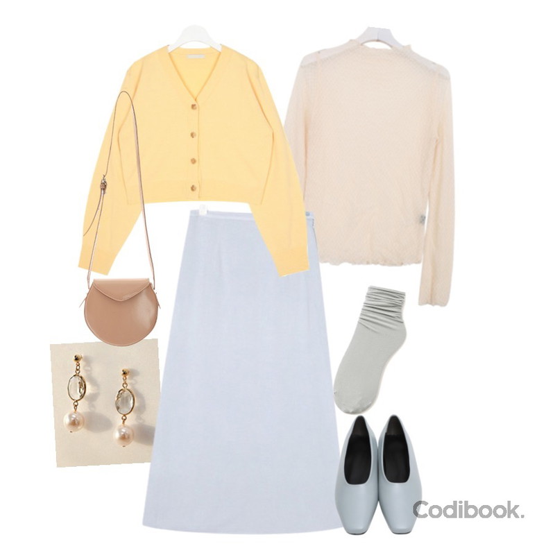 common unique [JEWELRY] CLEAR CRYSTAL PEARL EARRING,AIN semi flare maxi skirt (s, m),BULLANG GIRL 다이아레이스T등을 매치한 코디