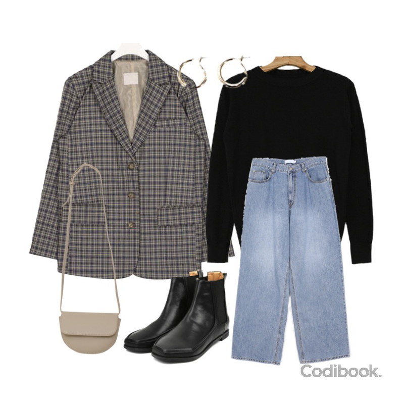 AIN losangeles vintage check jacket,openthedoor retro wide washing denim pants (2 color) - men,Zemma World 기획특가/ 도브니트-라운딩입술넥등을 매치한 코디