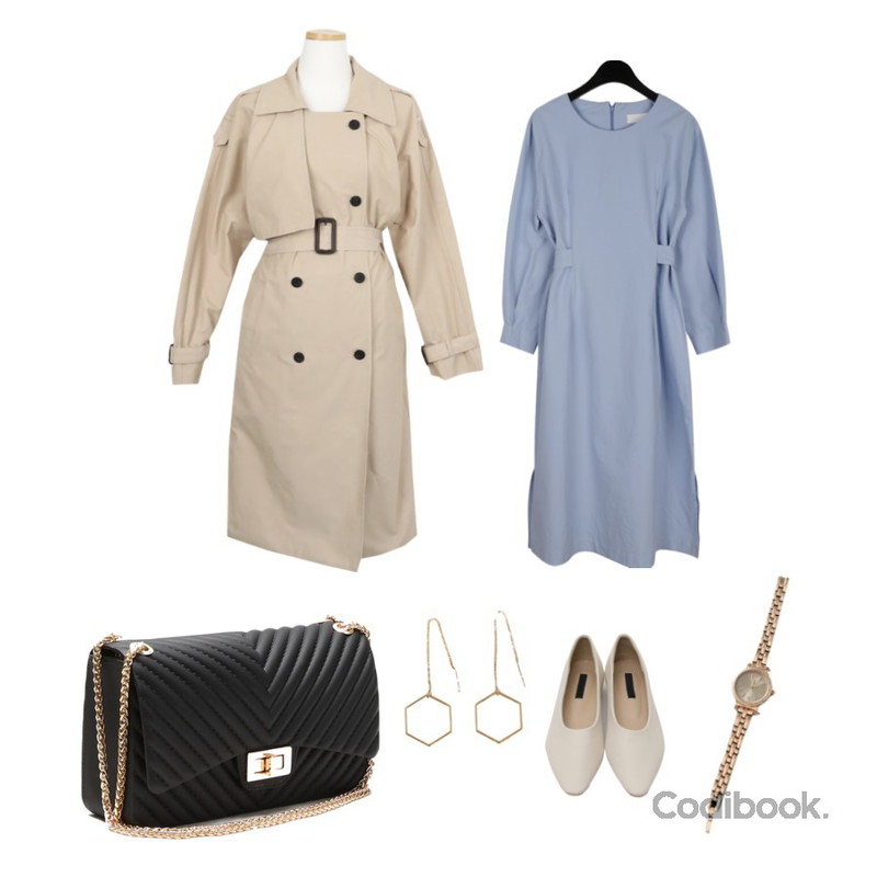 From Beginning Mild spitz flat shoes_S (size : 225,230,235,240,245,250),daily monday Sweet feminine cotton dress,AWAB 데이링트렌치코트등을 매치한 코디