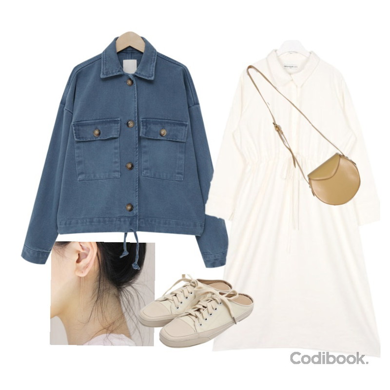 ㅠ,AIN FRESH A spring shirts ops,From Beginning Mellow string cotton jacket_K (size : free)등을 매치한 코디