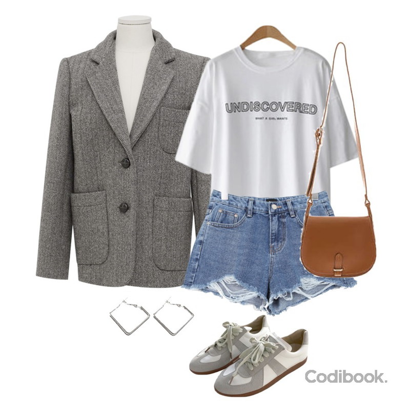 ENVYLOOK 커버드전사티,From Beginning Live herringbone wool jacket_K (울 70%) (size : free),BULLANG GIRL 예쁨포텐숏P등을 매치한 코디