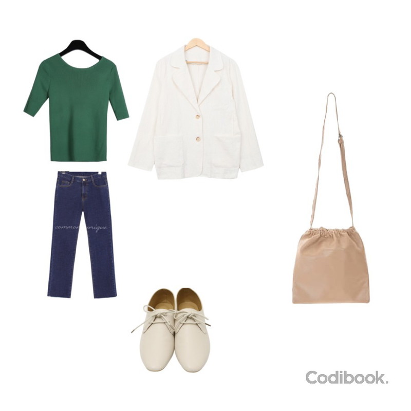common unique RALEIGH STRAIGHT DENIM PANTS,From Beginning Cream soft oxford loafer_K (size : 230,235,240,245,250),daily monday Ribbon Detail Shirt등을 매치한 코디