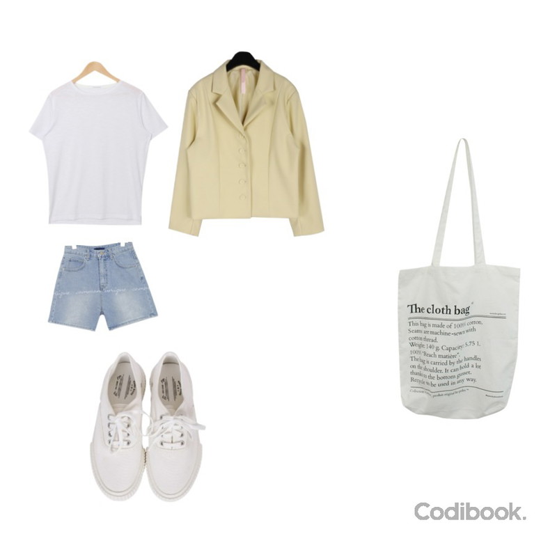 VICTORIA GARCONNE 자꾸생각나 티셔츠,daily monday 70s vintage jacket,common unique SILLON WASHING DENIM SHORTS등을 매치한 코디