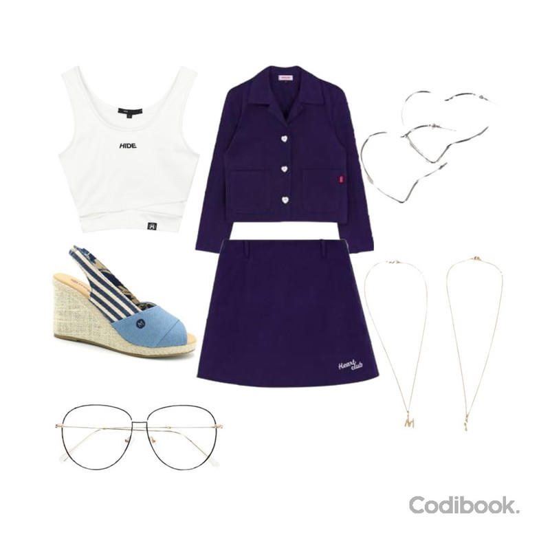 MIXXMIX Heart Cotton Set,MIXXMIX Heart Cotton Set,MIXXMIX HIDE Cross Slit Sleeveless Top등을 매치한 코디