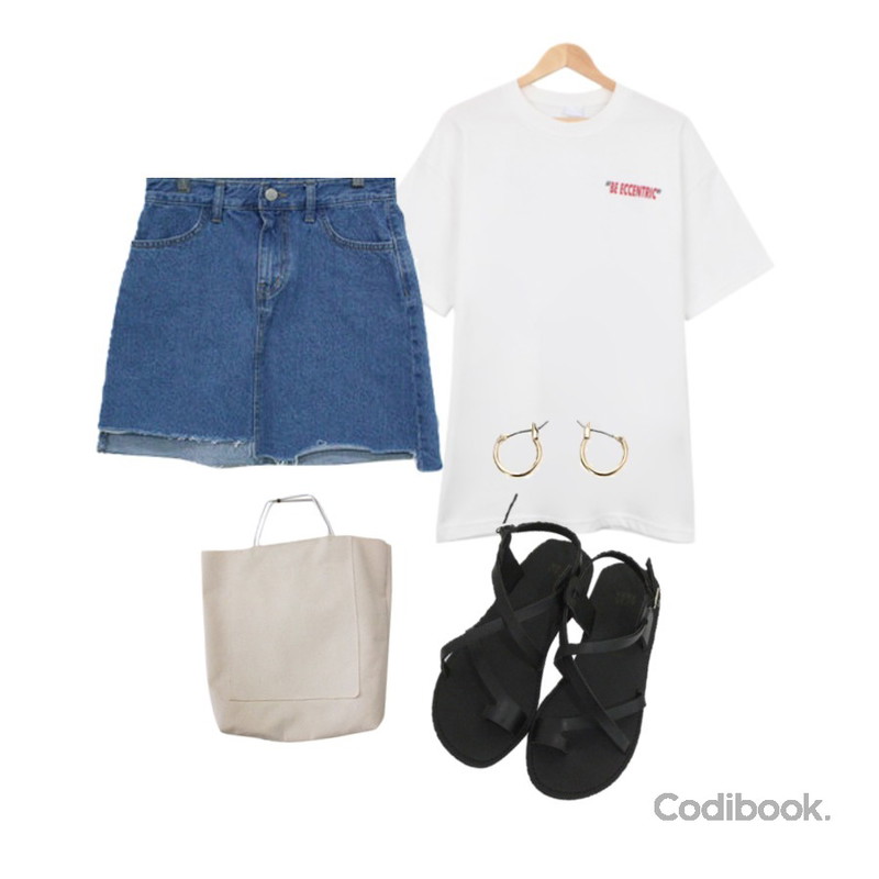 BITDA 엘사 shoes (3color),BULLANG GIRL 트릭센트반팔T,BITDA 야미 skirt (3color)등을 매치한 코디