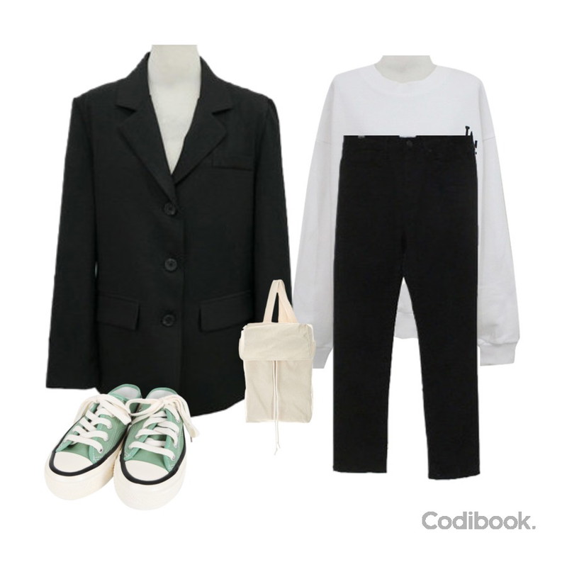 BITDA 엘에이 mtm (4color),BITDA 디트리 pants (2color),BITDA 런던여행 jacket (3color)등을 매치한 코디