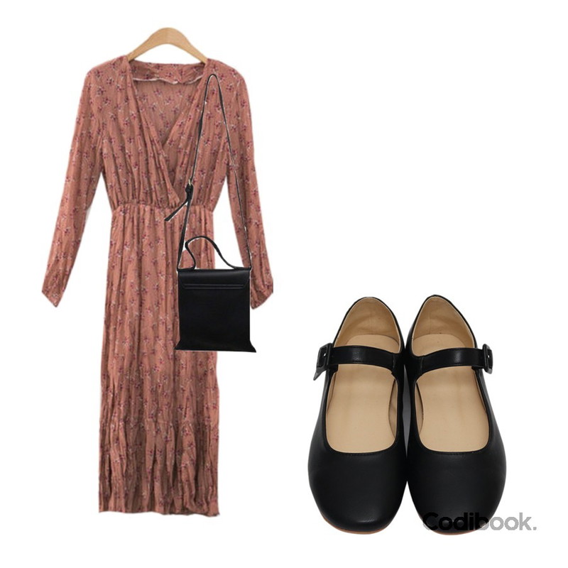ENVYLOOK [22XX]윙클브이원피스,From Beginning Marshmello mary-jane shoes_S (size : 230,235,240,245,250),BITDA 브레디 bag (3color)등을 매치한 코디