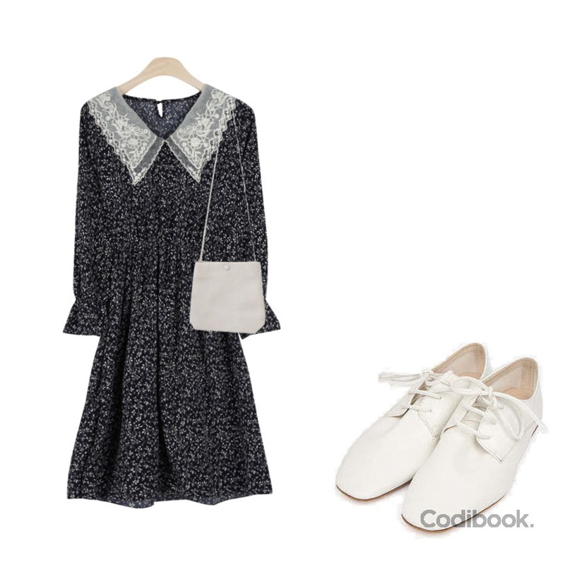 AIN real daily point loafer (230-250),GIRLS RULE 세일러 카라 롱 원피스 (ops1142),BITDA 플로비 bag (4color)등을 매치한 코디