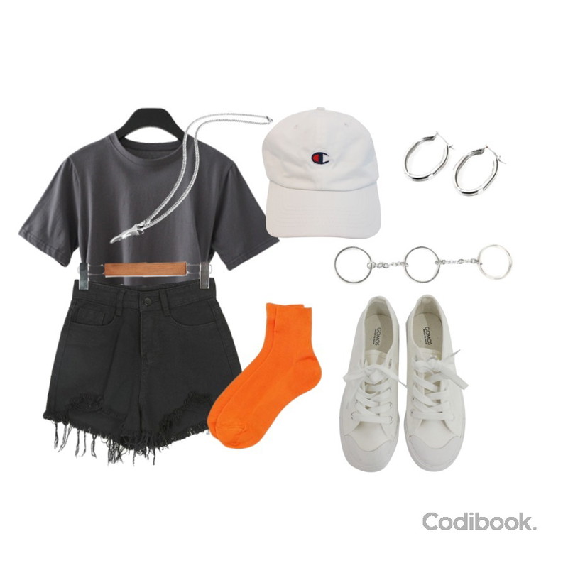 BITDA 챔피온볼 cap (2color),AFTERMONDAY reversal point tee (3colors),ROCOSIX 코튼 컷팅 숏 팬츠등을 매치한 코디