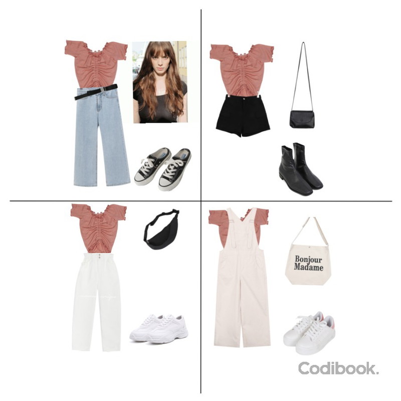 Untitled,GIRLS RULE 스트링 스퀘어 반팔 티셔츠 (t6364),AFTERMONDAY simple mule sneakers (2colors)등을 매치한 코디