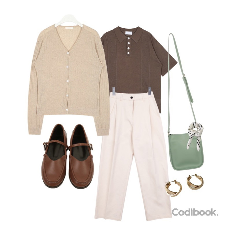 AIN plain golgi cardigan,openthedoor fisherman collar 1/2 knit (5 color) - men,BULLANG GIRL 핀턱와이드P등을 매치한 코디
