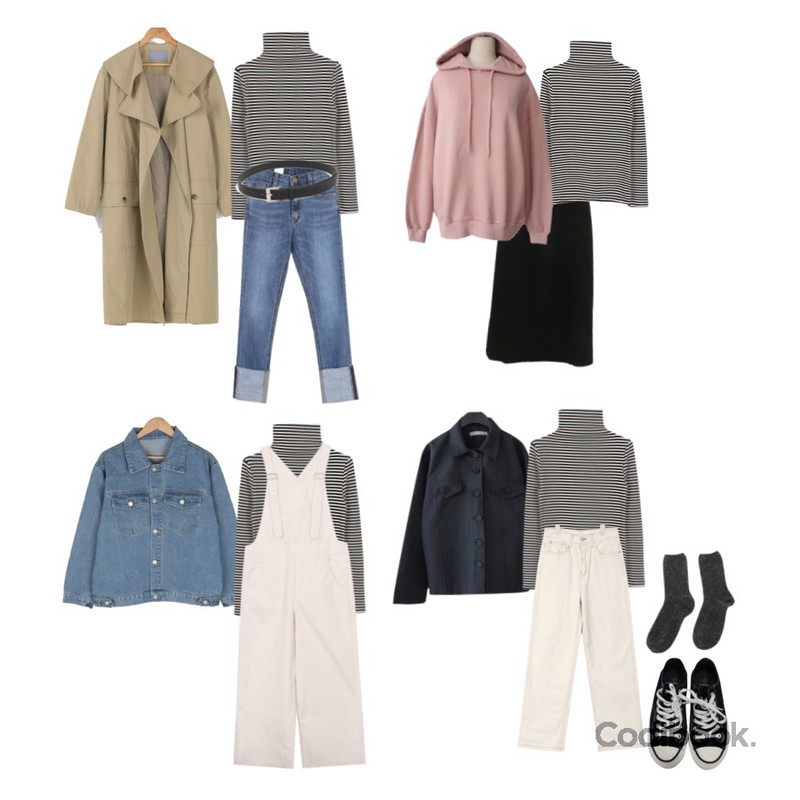 BULLANG GIRL 사랑을원해데님JK(진청만 당일출고),BANHARU big collar long trench coat,AFTERMONDAY french mood daily jacket (2colors)등을 매치한 코디