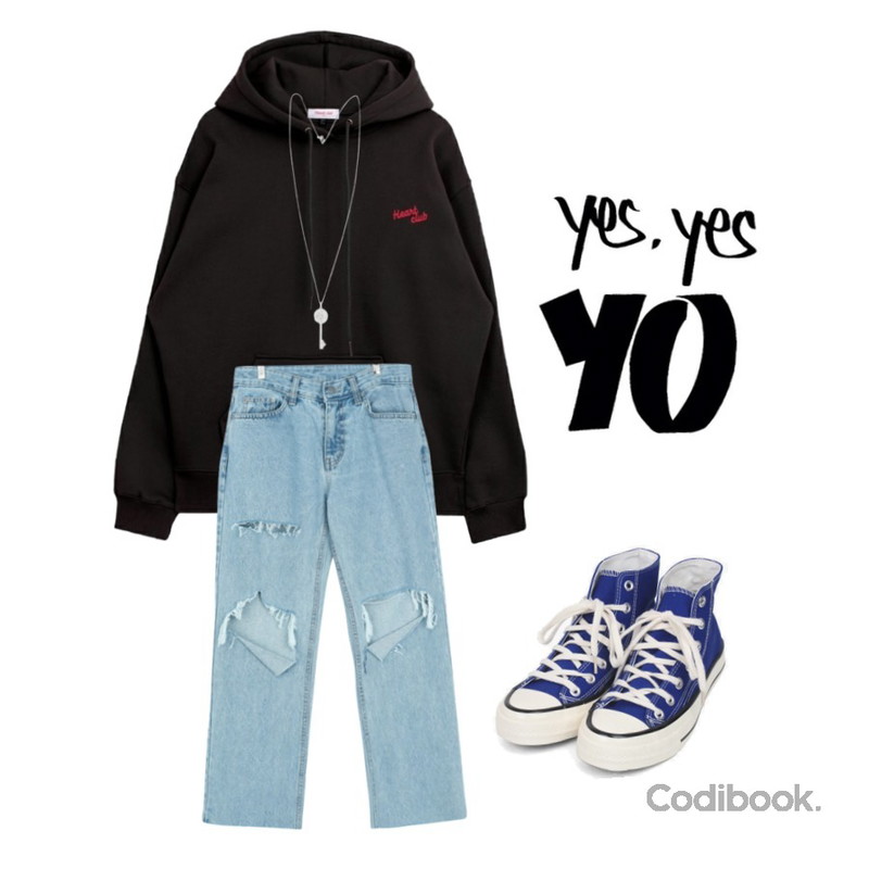 MIXXMIX Heart Logo Hoodie,GIRLS RULE 페이퍼 유니크 디스 데님 (pt1517),AIN colouring high canvas sneakers (225-250)등을 매치한 코디