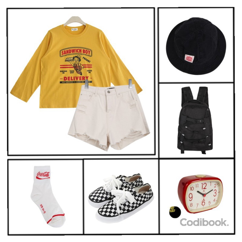 frame,BULLANG GIRL 티밍워싱숏P,GIRLS RULE SANDWICH BOY 티셔츠 (t0163)등을 매치한 코디
