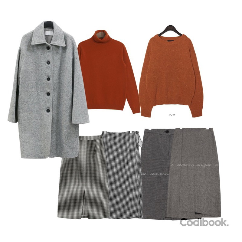 AWAB 하우체크H스커트,Zemma World 리플체크 랩스커트,common unique DOVER CHECK SLIT BANDING SKIRT등을 매치한 코디