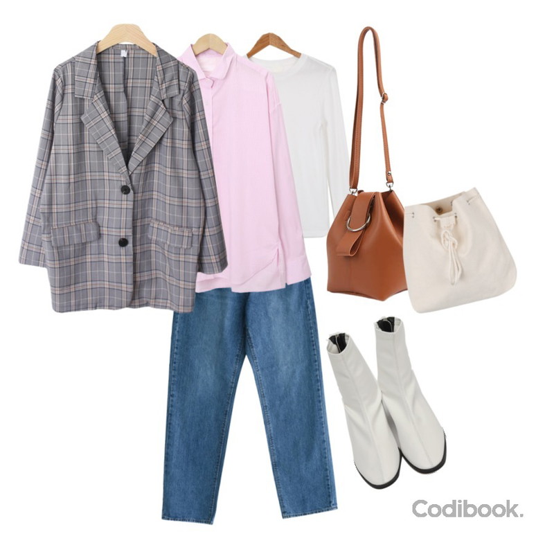 From Beginning Heaven stripe collar shirts_J (size : free),AWAB 모에르라운드티,GIRLS RULE 워싱 스트레이트 데님팬츠 (pt0189)등을 매치한 코디