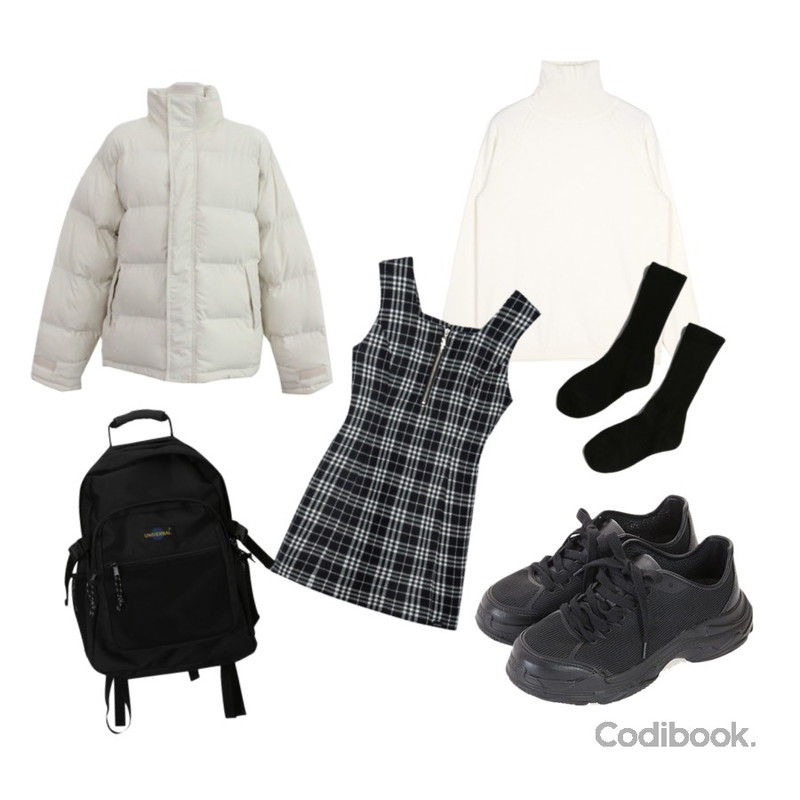 openthedoor raglan sleeve pola knit (4 color) - UNISEX,MIXXMIX Lonely Check Zipper Dress,ROCOSIX 데이션 모던 스니커즈등을 매치한 코디