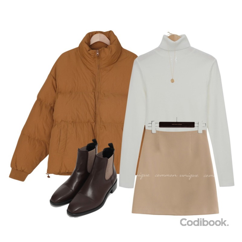 BANHARU ring and circle necklace,common unique 5 COLOR HAILIN SPAN MINI SKIRT,From Beginning Heidi slim pola knit_U (size : free)등을 매치한 코디